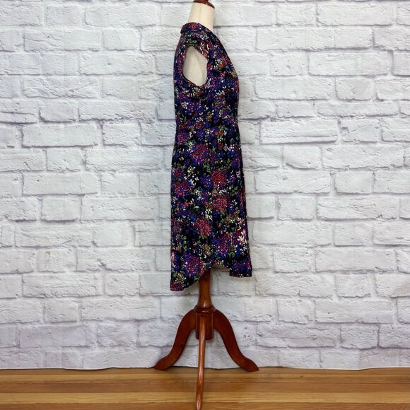 Anthropologie 32 of 52 Conversations Colloquial Black Floral Shirt Dress - Picture 3 of 6